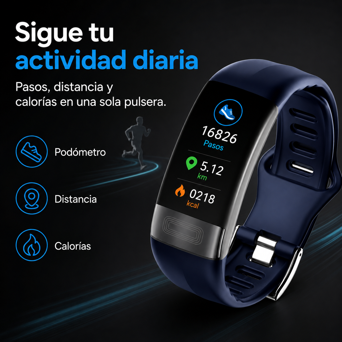 Fitness Band with ECG & Blood Oxygen Monitor – Heart Rate Variability Tracker – Sleep Stage Analysis – Waterproof Activity Watch for Daily | Thomler