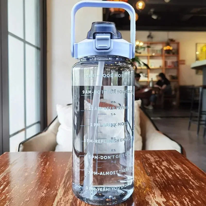 Half-Gallon Water Jug with Built-In Straw and Hourly Hydration Tracker for Gym, Office & Travel | Thomler