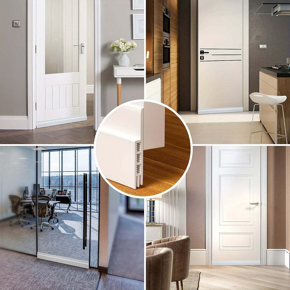 Silicone Door Draft Stopper with Adhesive Backing for Energy Savings & Noise Reduction | Under Door Seal Strip for Home Insulation | Thomler