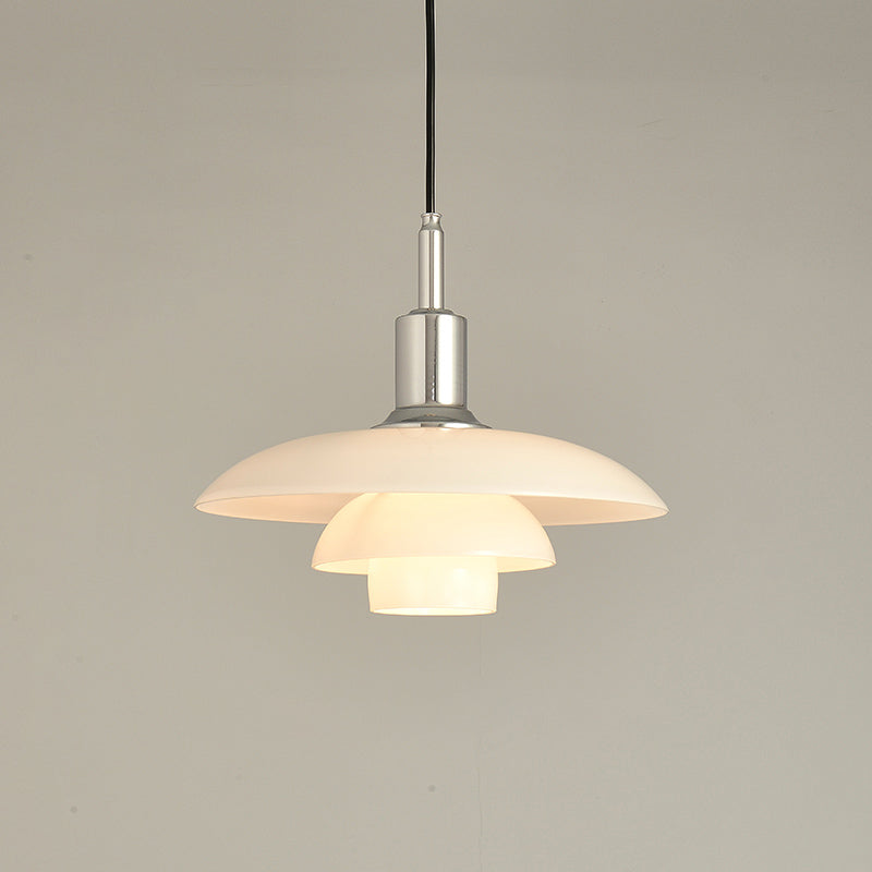 Pendant Light Glass 28.0 cm White Dining Room Scandinavian Hanging Ceiling Lamp Adjustable Cord E27 Soft Ambient Lighting | Thomler