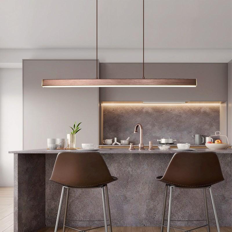 Sleek Overhead LED Bar Light Metal Frame Acrylic Diffuser Adjustable Height Dining Room Kitchen Island | Thomler