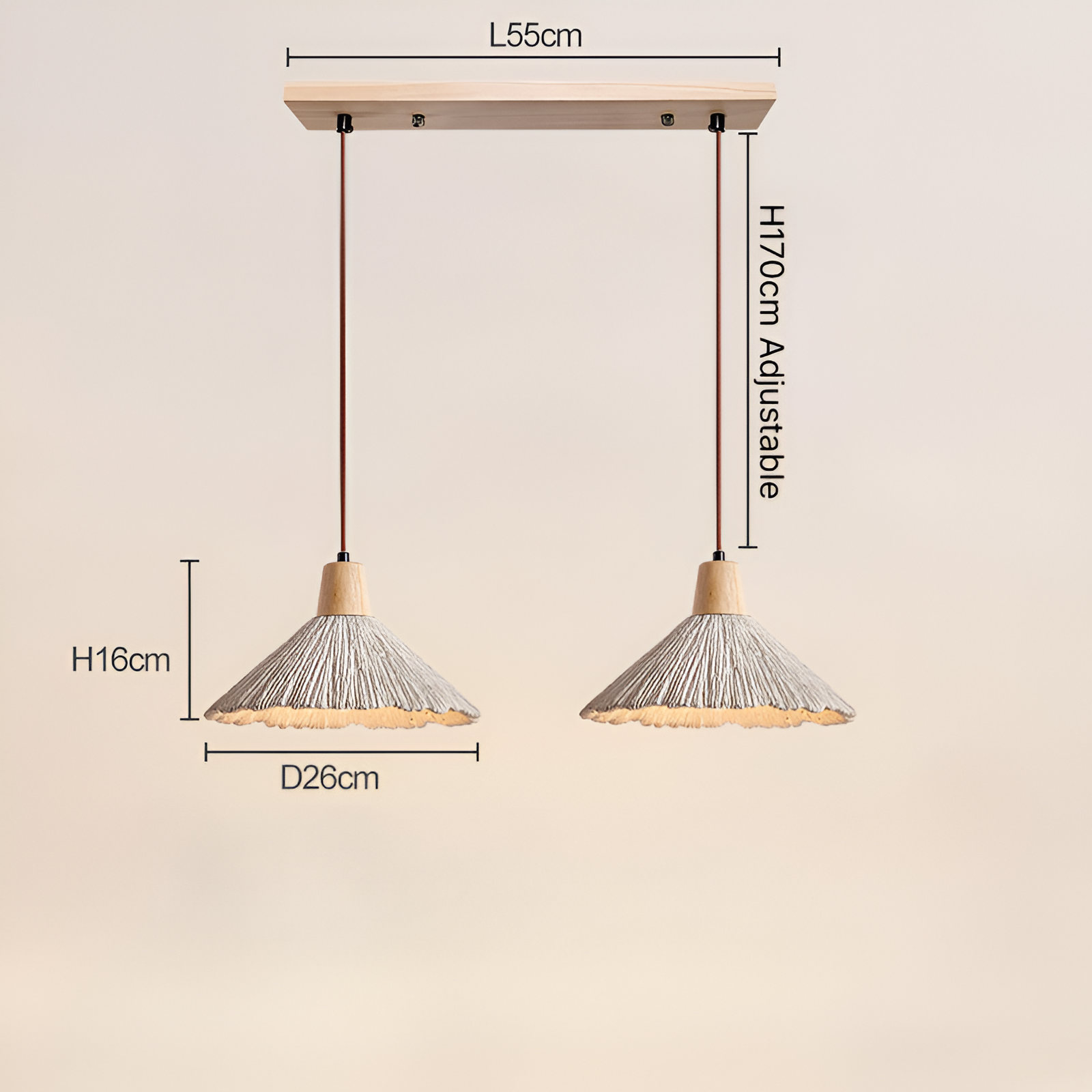 Pendant Light Cement 13.8 in Cream Dining Room Kitchen Island Hanging Ceiling Minimalist Wabi Sabi Rustic Fixture | Thomler