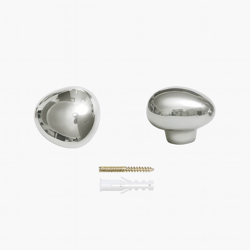 Wall Hook Ceramic 5.8 cm Silver Bathroom Hallway Kitchen Adhesive Screw Mounted Teardrop Coat Towel Holder Set of 2 | Thomler