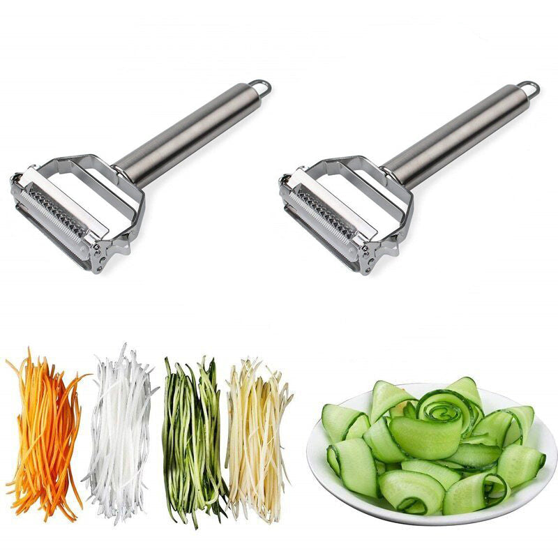 Dual-Blade Vegetable Peeler with Julienne Slicer | Stainless Steel Kitchen Tool for Potatoes Carrots Zucchini Cucumbers Apples | Dishwasher | Thomler