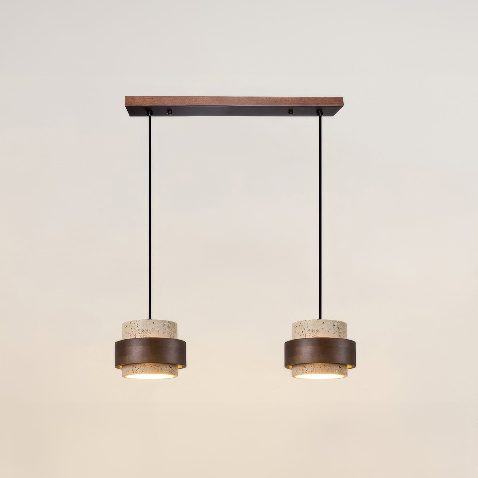 Pendant Light Travertine Wood 17.0 cm Warm LED Dining Room Kitchen Island Hanging Ceiling Lamp Japandi Wabi Sabi | Thomler