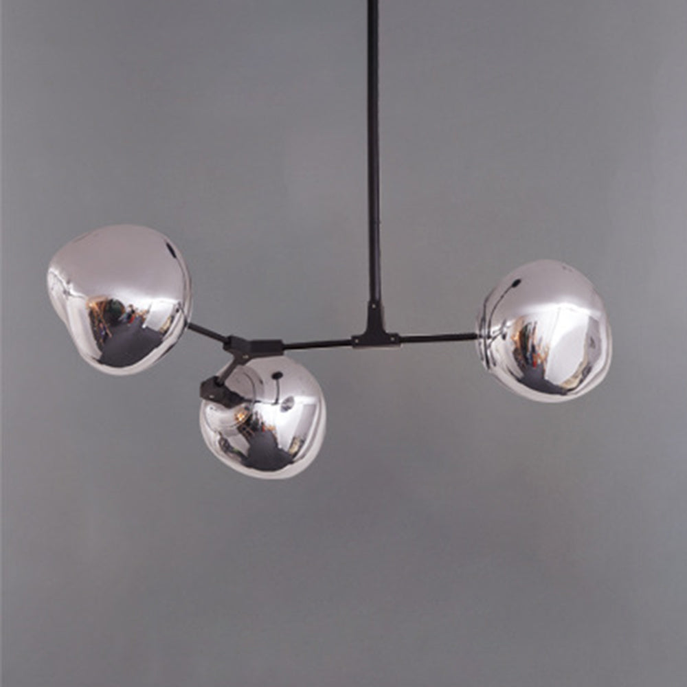 Glass Globe Ceiling Pendant Fixture 3 6 8 Multi-Drop Warm LED Adjustable Hanging Kit Metal Frame Contemporary Dining Room Bedroom Lighting | Thomler