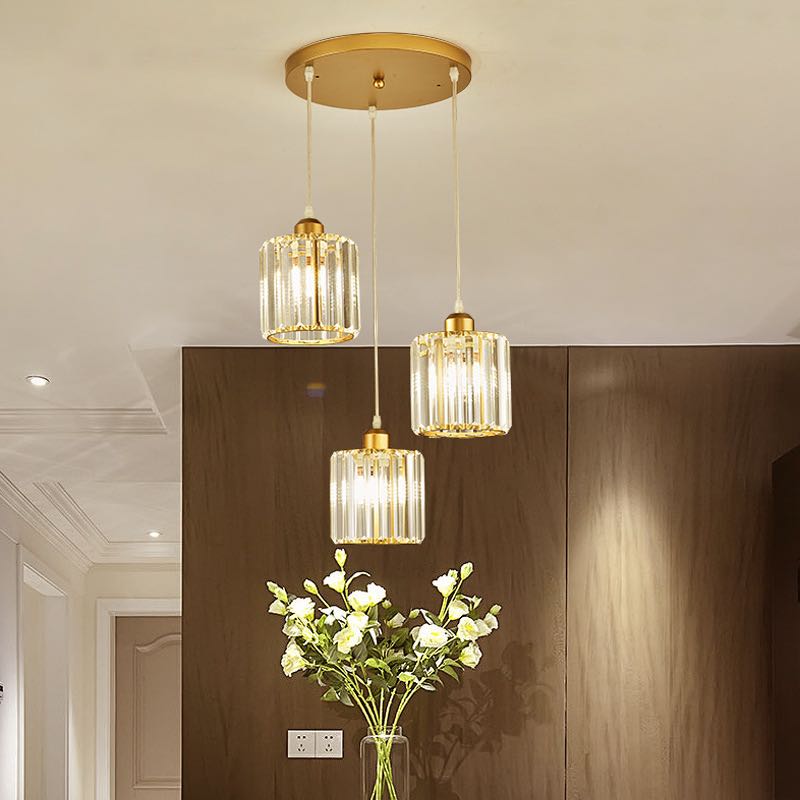 Cylindrical Glass Hanging Fixture with Metal Hardware for Dining Room & Bedroom | Thomler