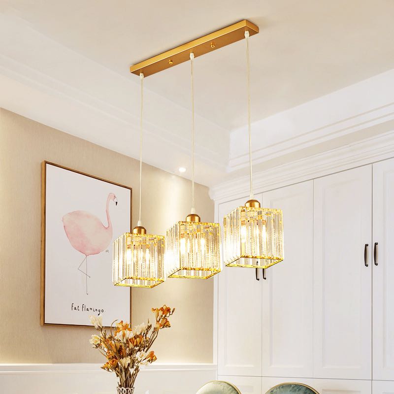 Cylindrical Glass Hanging Fixture with Metal Hardware for Dining Room & Bedroom | Thomler