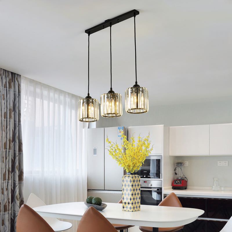 Modern Metal & Glass Pendant Light – Adjustable Cord – Black or Gold Finish for Dining Room & Living Room | Thomler