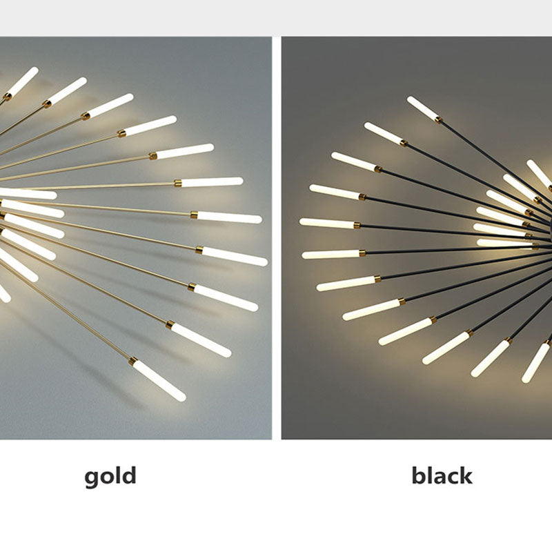 Starburst Dimmable LED Ceiling Light Flush Mount Black Gold Metal Acrylic Indoor Modern Fixture for Bedroom Living Room Dining Room | Thomler