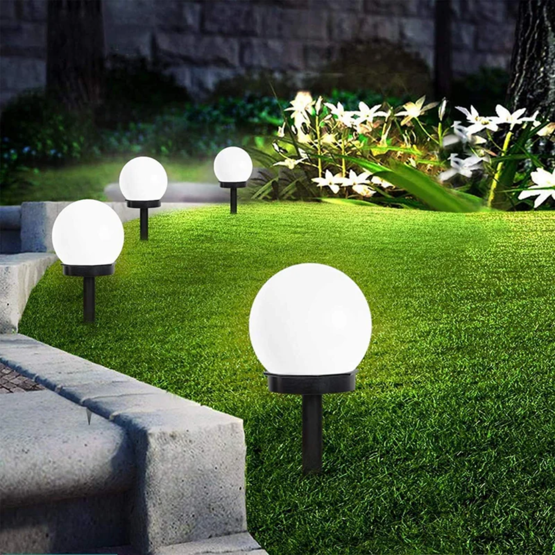 Solar Garden Lights Sphere Waterproof Cool White Path Patio Outdoor Lawn Lighting Set Of 3 Cordless Solar Powered Lamps | Thomler