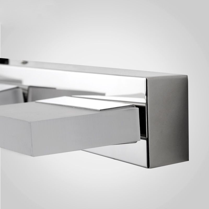 Modern Square LED Vanity Light Wall Sconce – Metal & Acrylic, Silver Finish, Rotatable Bulb for Bathroom Mirror Lighting | Thomler