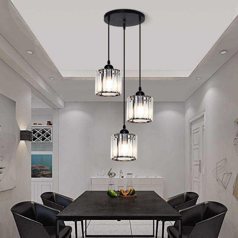Modern Metal & Glass Pendant Light – Adjustable Cord – Black or Gold Finish for Dining Room & Living Room | Thomler
