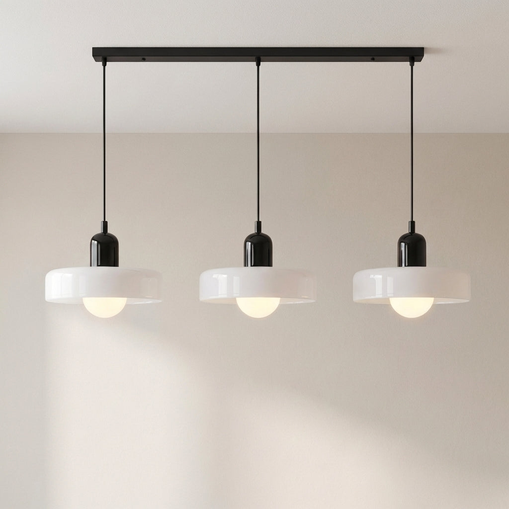 3-Light Geometric Glass Pendant Chandelier – Adjustable Height Statement Fixture for Dining Room, Kitchen Island & Bar | Modern Art Deco | Thomler