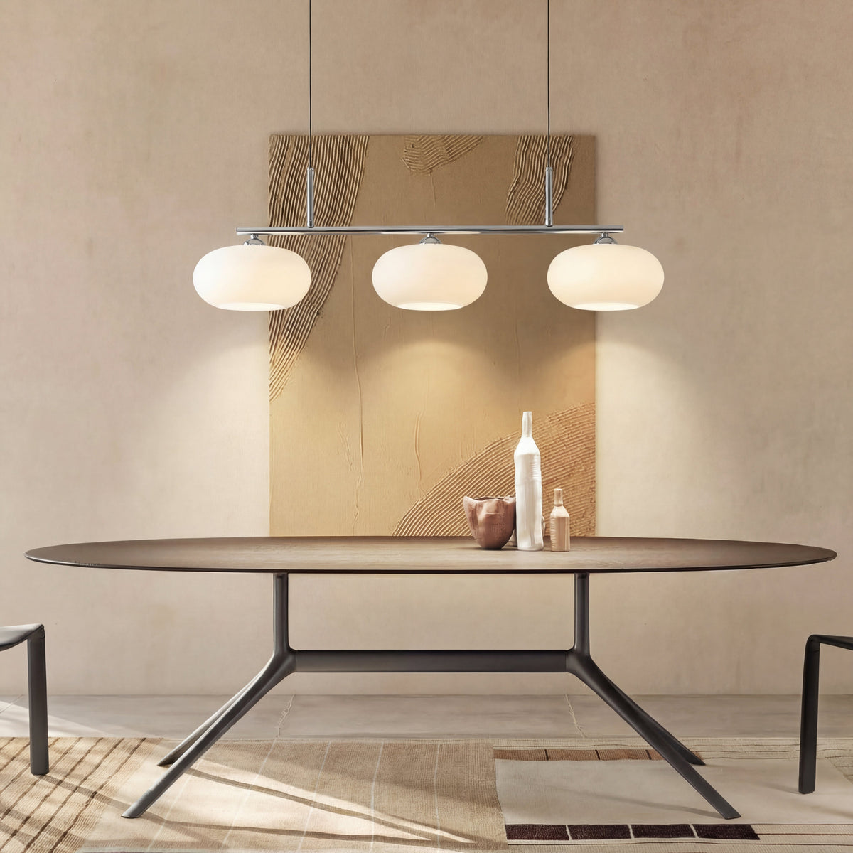 3-Light Geometric Pendant Lamp Industrial Metal & Glass Chandelier for Kitchen Island Dining Room Living Room Adjustable Height Modern | Thomler