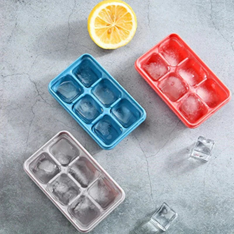 Stackable Freezer Ice Tray Set – 6-Cube Covered Molds for Water, Juice & More (3-Pack) | Thomler