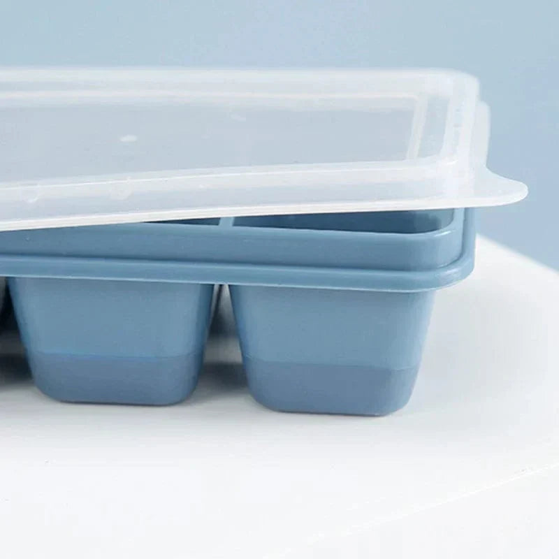 Stackable Freezer Ice Tray Set – 6-Cube Covered Molds for Water, Juice & More (3-Pack) | Thomler