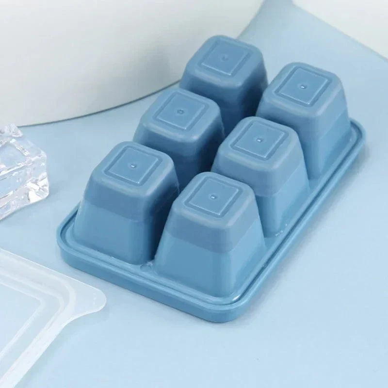 Stackable Freezer Ice Tray Set – 6-Cube Covered Molds for Water, Juice & More (3-Pack) | Thomler