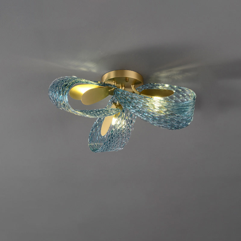 Chandelier Art Glass 19 Lights 95W Blue Peacock Dining Room Living Room Statement Lighting | Thomler