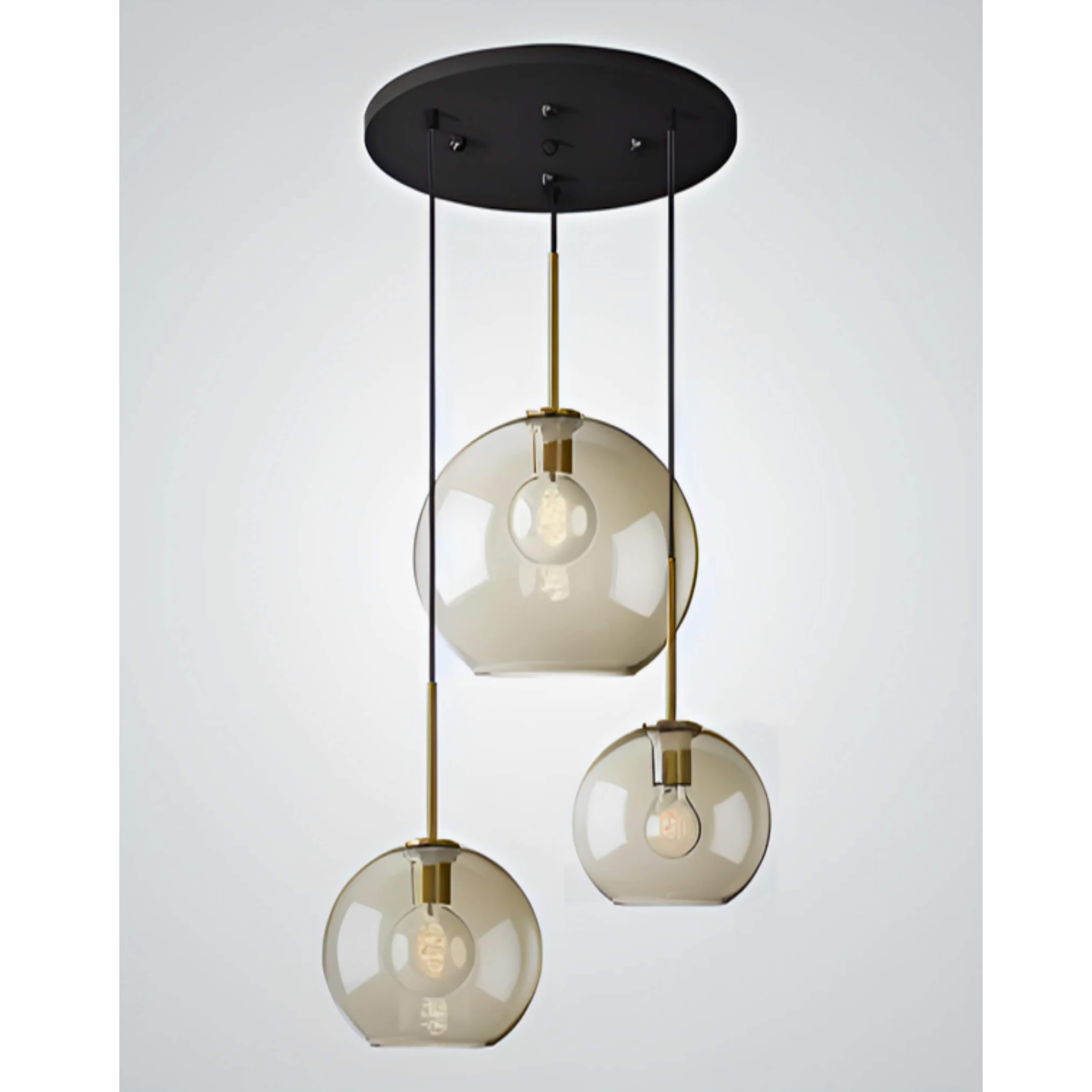Pendant Light Glass 3 Light Cognac Copper Dining Room Kitchen Island Hanging Ceiling Fixture Modern | Thomler