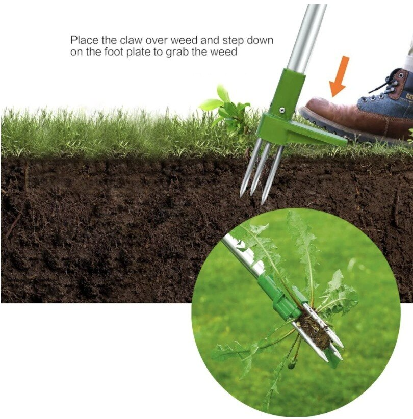 Stand-Up Weed Puller Tool with Root Remover for Lawns Gardens Patios Yards No Bending Telescoping Handle 39 Inches Gardening Hand Tool | Thomler