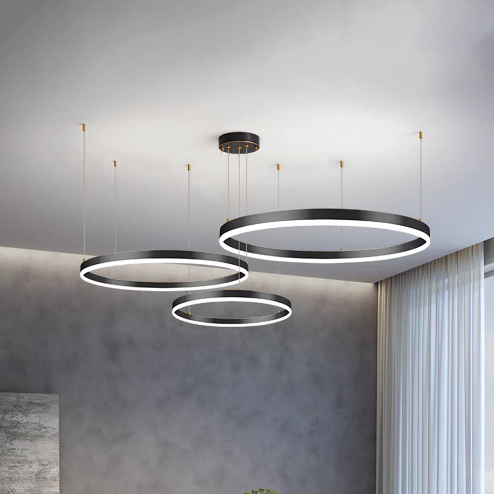 Tiered Ring Pendant Light Modern Metal Circular Chandelier for Dining Room Living Room Bedroom Kitchen Island Adjustable Height LED | Thomler