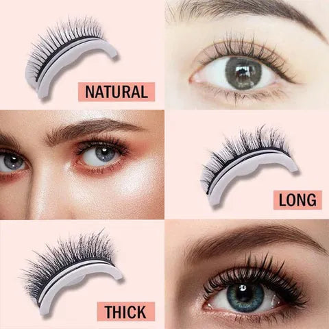 Self-Adhesive False Eyelashes No Glue Heat-Activated Reusable Lash Strips Natural Volume Long Styles Easy Apply 3-Second Hold Washable | Thomler