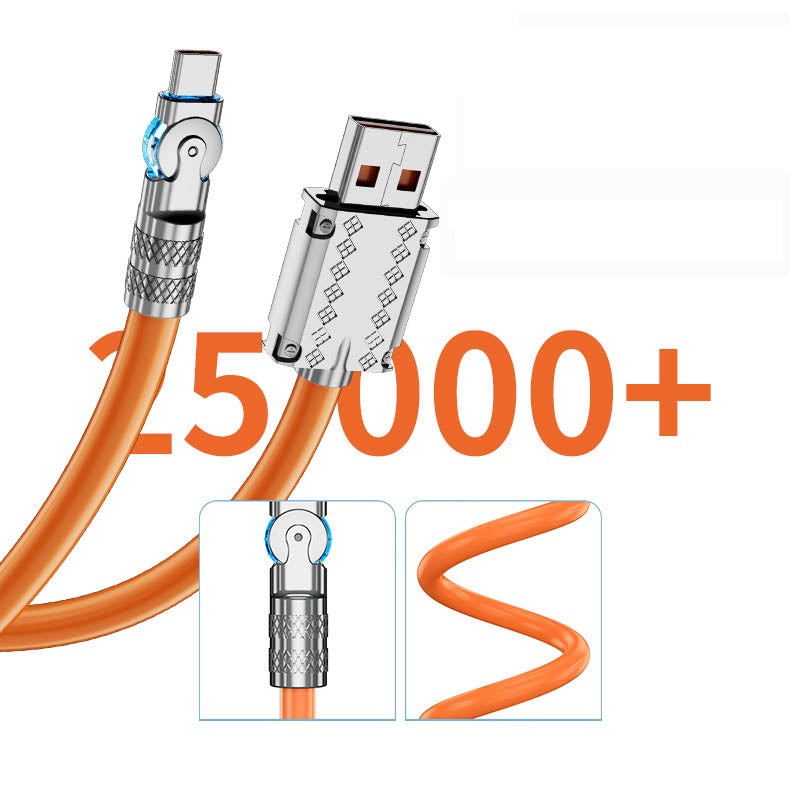 Rotating Fast-Charge Data Cable 120W USB Type-C iPhone Lightning Connector Braided Nylon Cord Gaming Power Transfer Lead 180-Degree Swivel F | Thomler