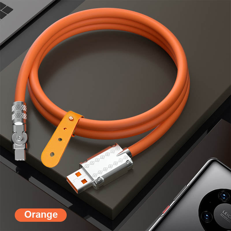 Rotating Fast-Charge Data Cable 120W USB Type-C iPhone Lightning Connector Braided Nylon Cord Gaming Power Transfer Lead 180-Degree Swivel F | Thomler