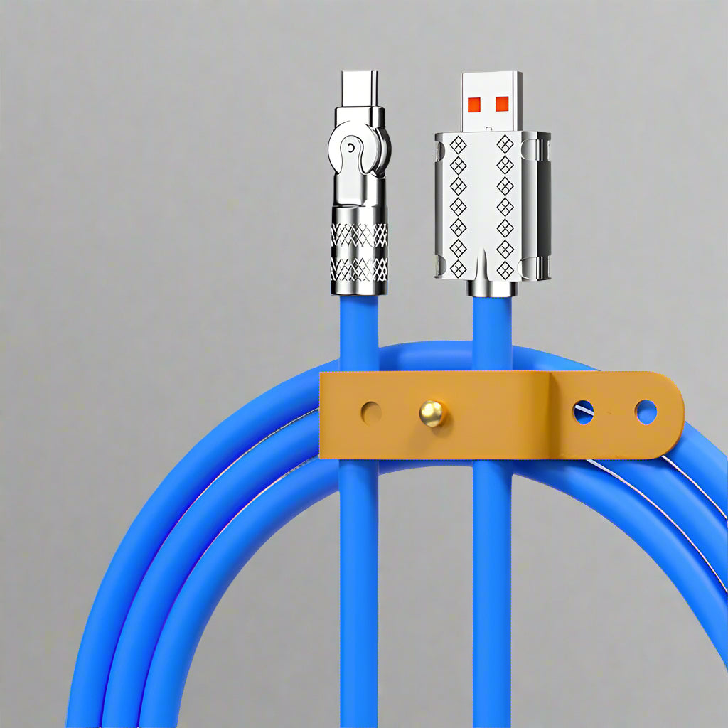 Rotating Fast-Charge Data Cable 120W USB Type-C iPhone Lightning Connector Braided Nylon Cord Gaming Power Transfer Lead 180-Degree Swivel F | Thomler