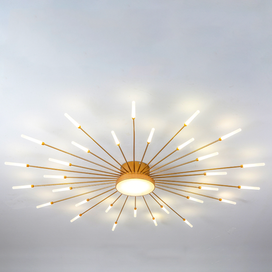 Starburst Dimmable LED Ceiling Light Flush Mount Black Gold Metal Acrylic Indoor Modern Fixture for Bedroom Living Room Dining Room | Thomler