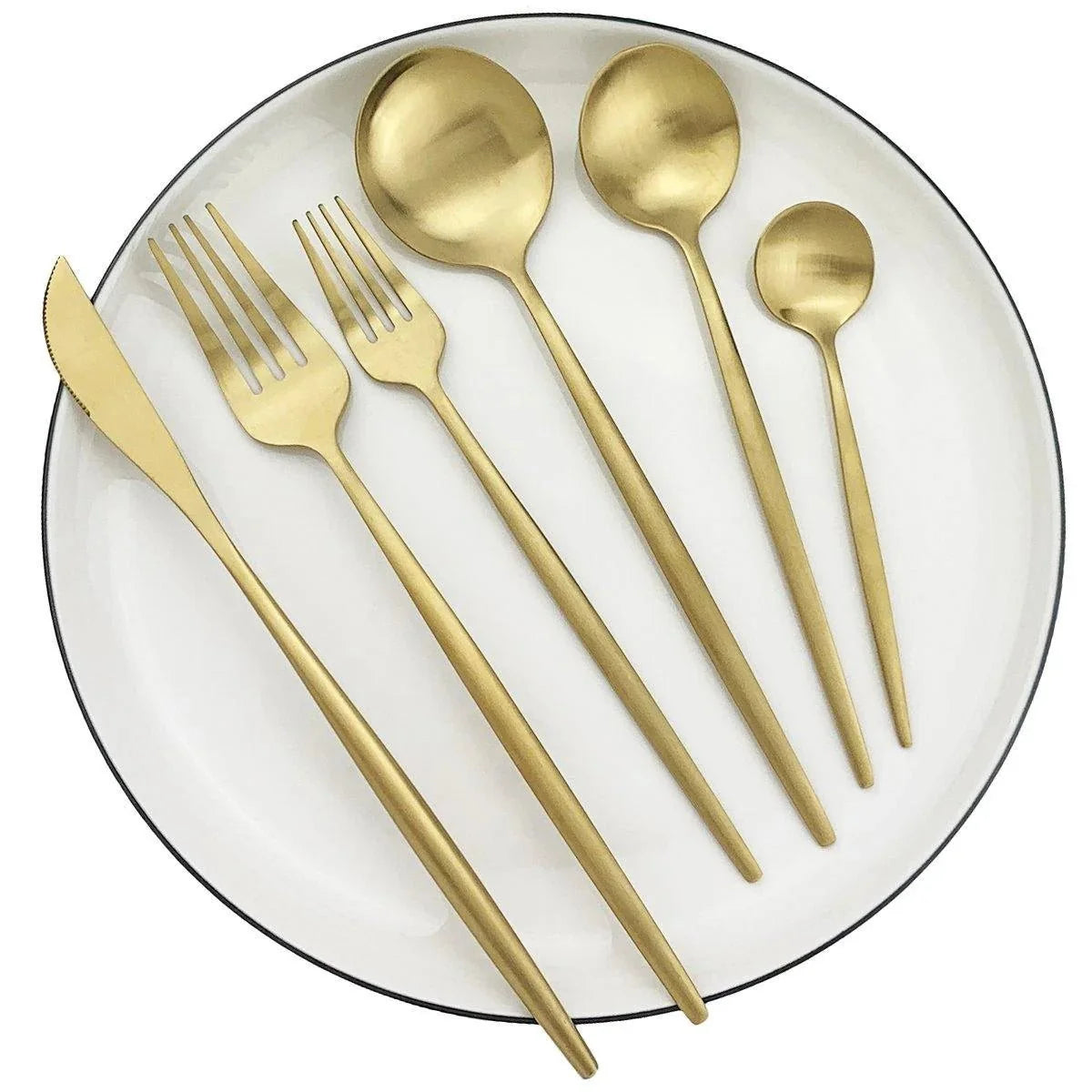 Stainless Steel Flatware Service for 6 – Matte Finish 30-Piece Dinner Silverware Collection for Everyday Dining & Hosting | Thomler