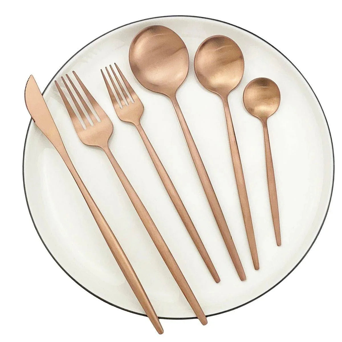 Stainless Steel Flatware Service for 6 – Matte Finish 30-Piece Dinner Silverware Collection for Everyday Dining & Hosting | Thomler