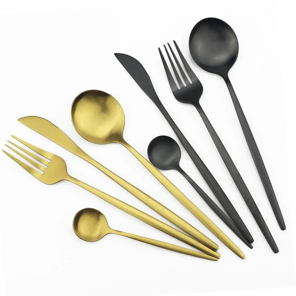 Stainless Steel Flatware Service for 6 – Matte Finish 30-Piece Dinner Silverware Collection for Everyday Dining & Hosting | Thomler