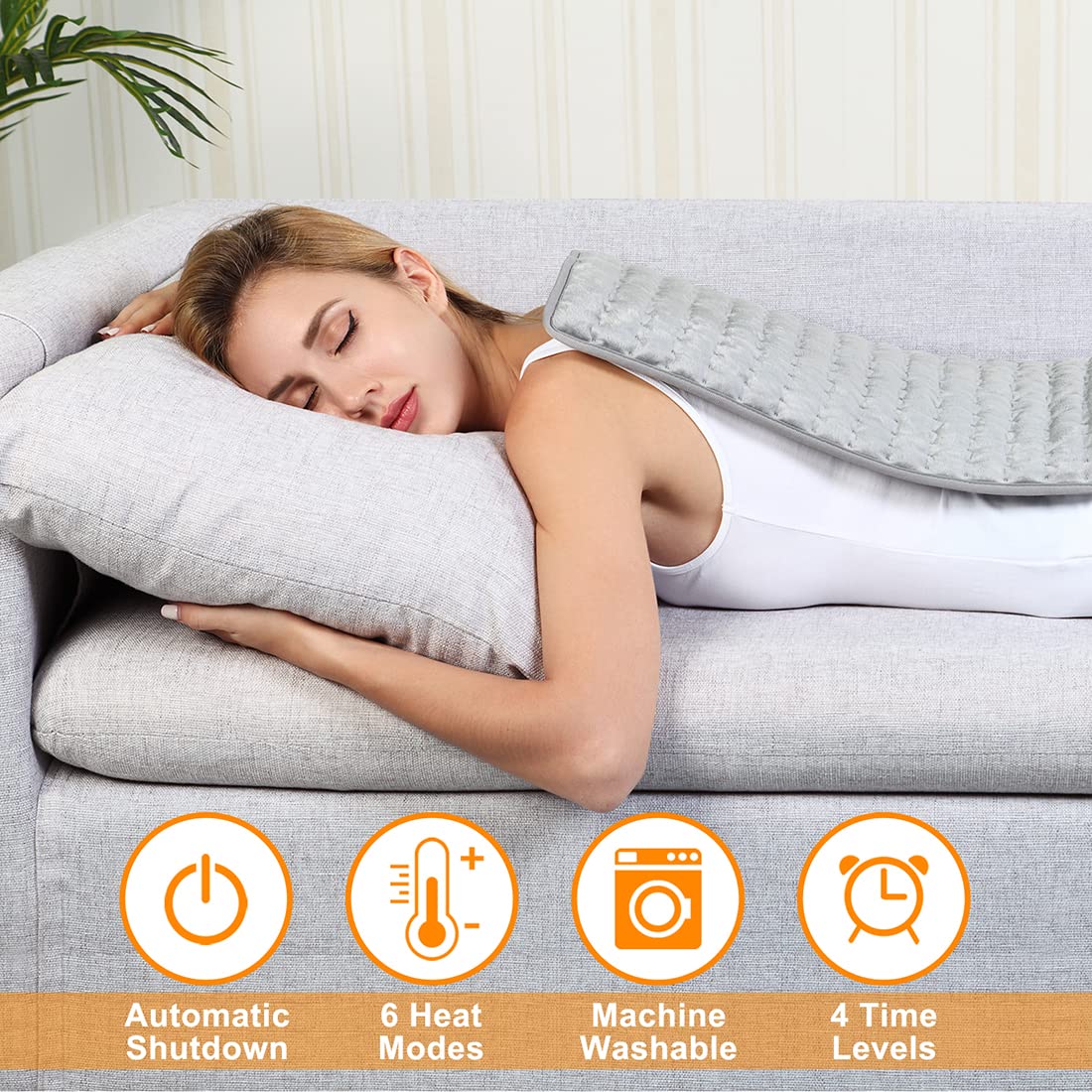 Therapeutic Heat Wrap with 10 Temperature Settings for Sore Muscles & Tension Relief – Soft Fabric, Auto Shutoff, Machine Washable for | Thomler