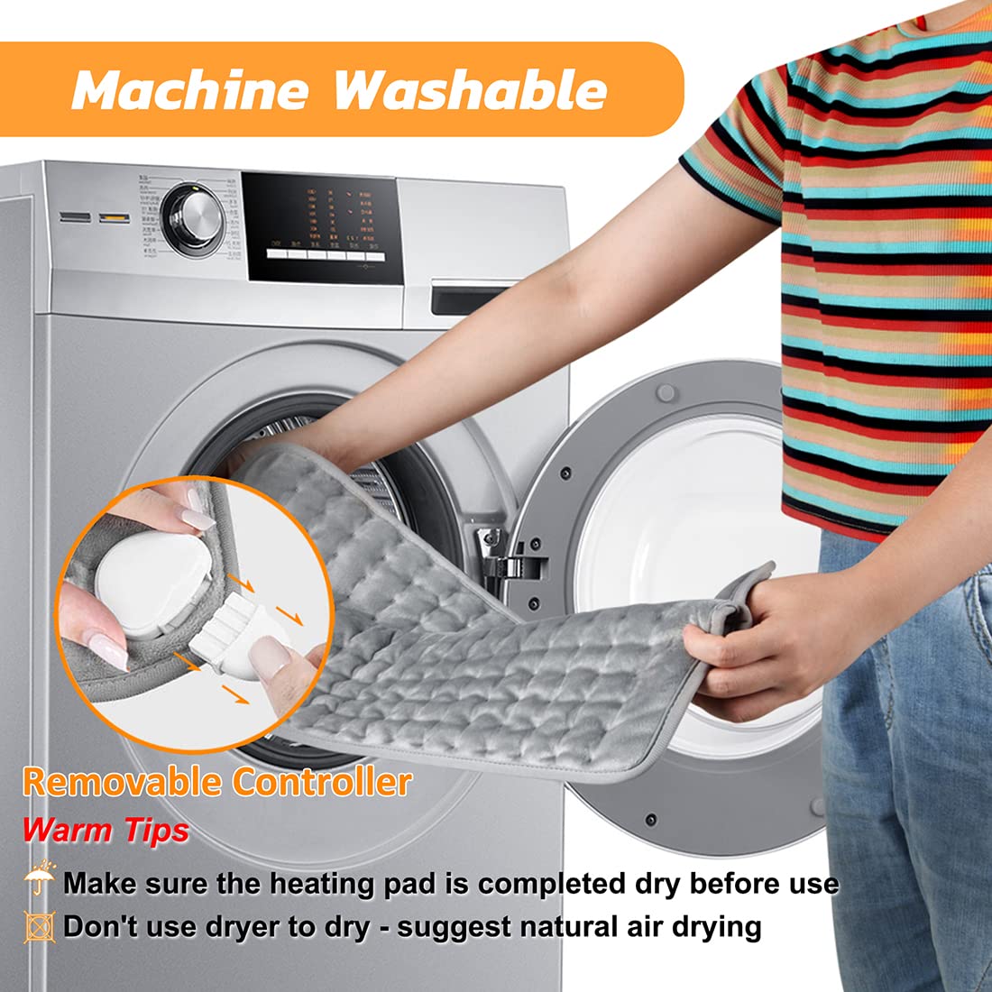 Therapeutic Heat Wrap with 10 Temperature Settings for Sore Muscles & Tension Relief – Soft Fabric, Auto Shutoff, Machine Washable for | Thomler