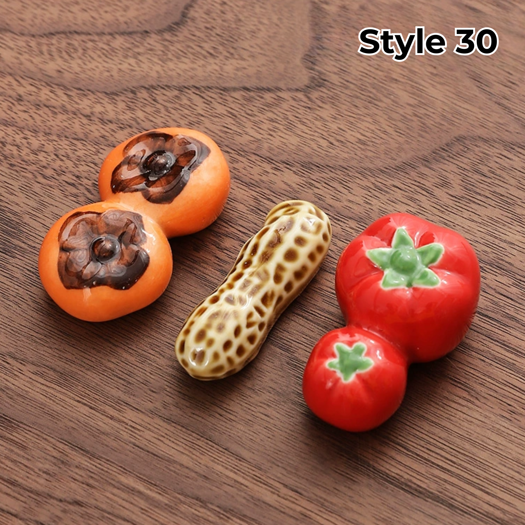 Porcelain Utensil Holders with Animal and Fruit Designs for Asian Dining – Set of 3 Decorative Tabletop Rests | Thomler