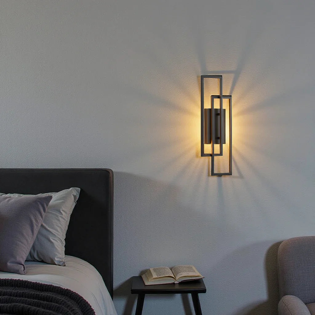 Wall Lamp Aluminium 40.0 cm Matte Black Bedroom Hallway Integrated LED Geometric Warm White Accent Lighting | Thomler