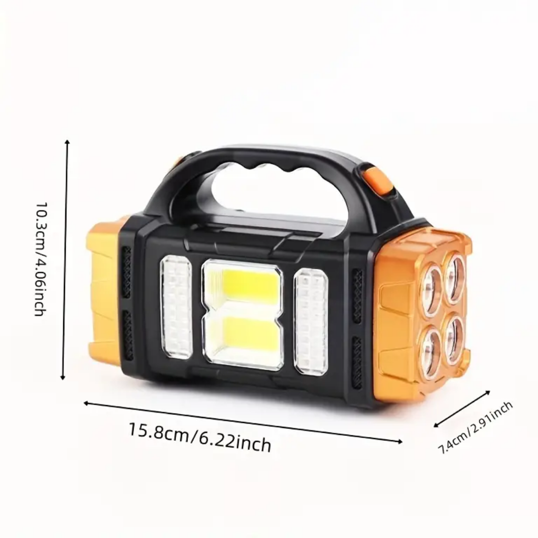 Flashlight Solar Powered 15.3 cm Portable Emergency Camping Power Bank LED Torch Waterproof Outdoor Light | Thomler