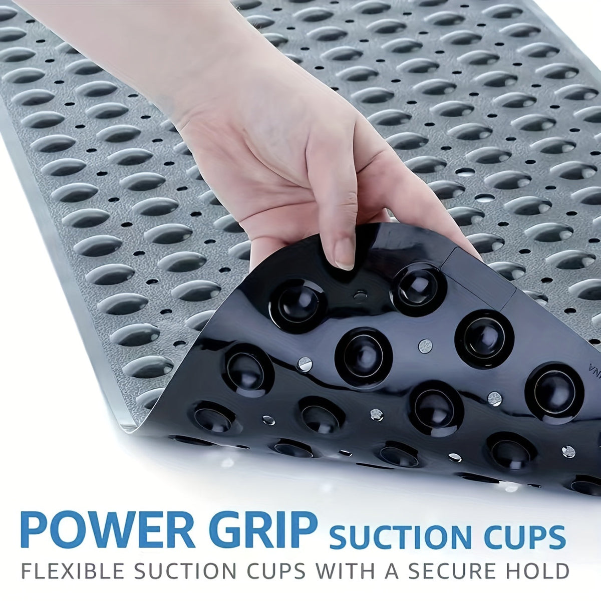 XL Non-Slip Shower and Tub Mat with Suction Cups – Drain Holes, Machine Washable, 40 x 16 in Bath Safety | Thomler