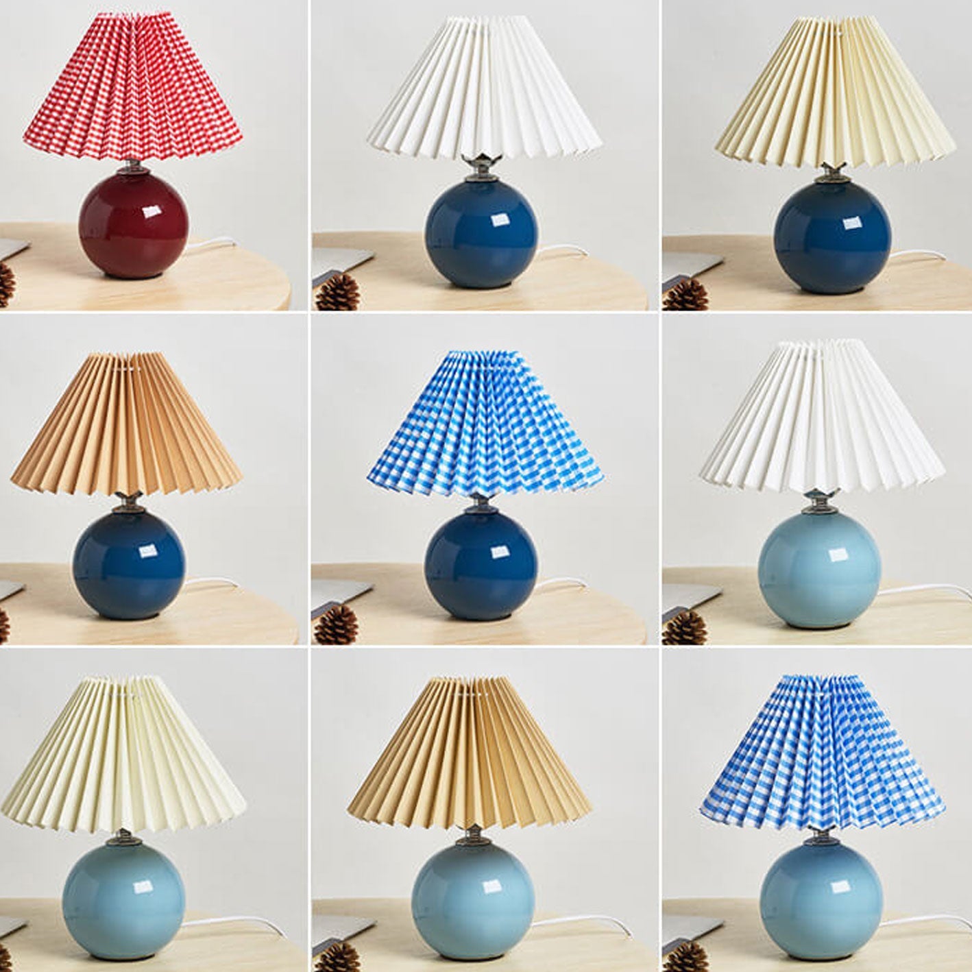 Table Lamp Ceramic 11 in x 9.5 in Modern Bedside Living Room Study LED E26 Fabric Shade | Thomler