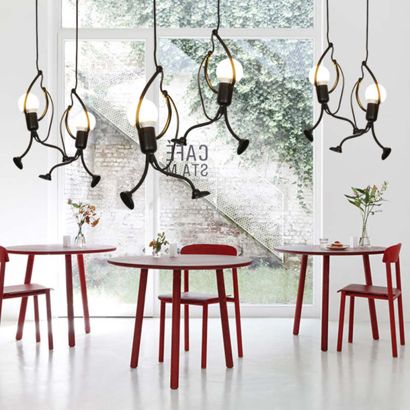 Superhero Silhouette Metal Pendant Light with Adjustable Cable & LED Bulbs | Thomler