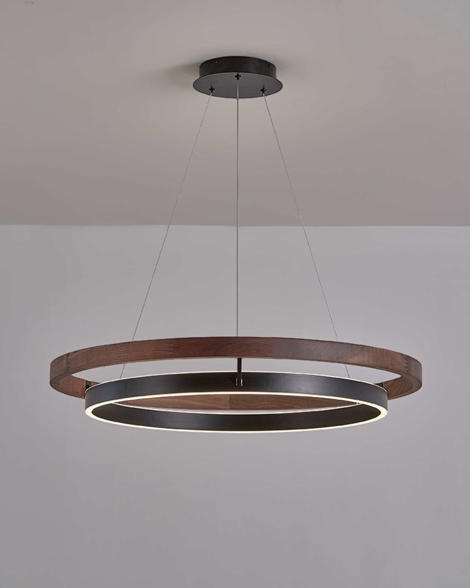 Pendant Light Wood Ring 60.0 cm (23.6") LED Dining Room Adjustable Hanging Ceiling Chandelier Modern Farmhouse Kitchen Island | Thomler