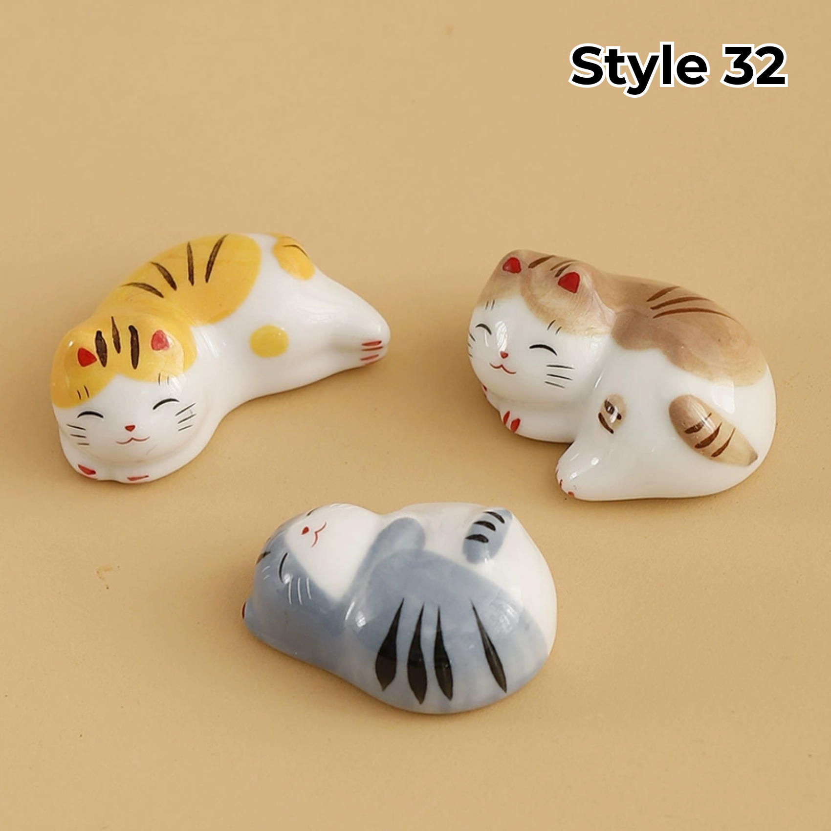 Porcelain Utensil Holders with Animal and Fruit Designs for Asian Dining – Set of 3 Decorative Tabletop Rests | Thomler