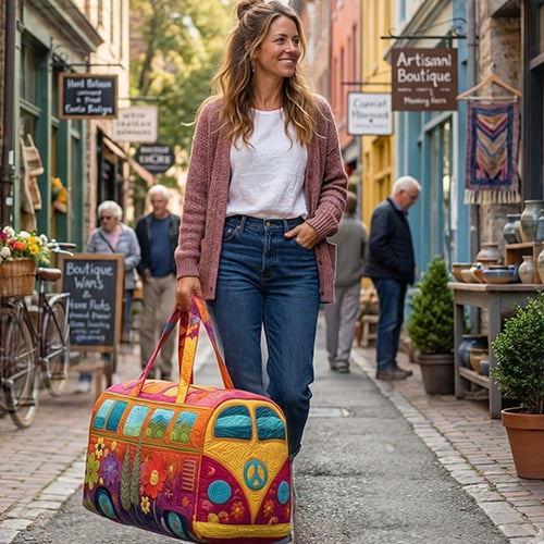 Quilted Floral Weekend Travel Duffel Bag with Reinforced Frame for Women | Carry-On Overnight Bag | Thomler