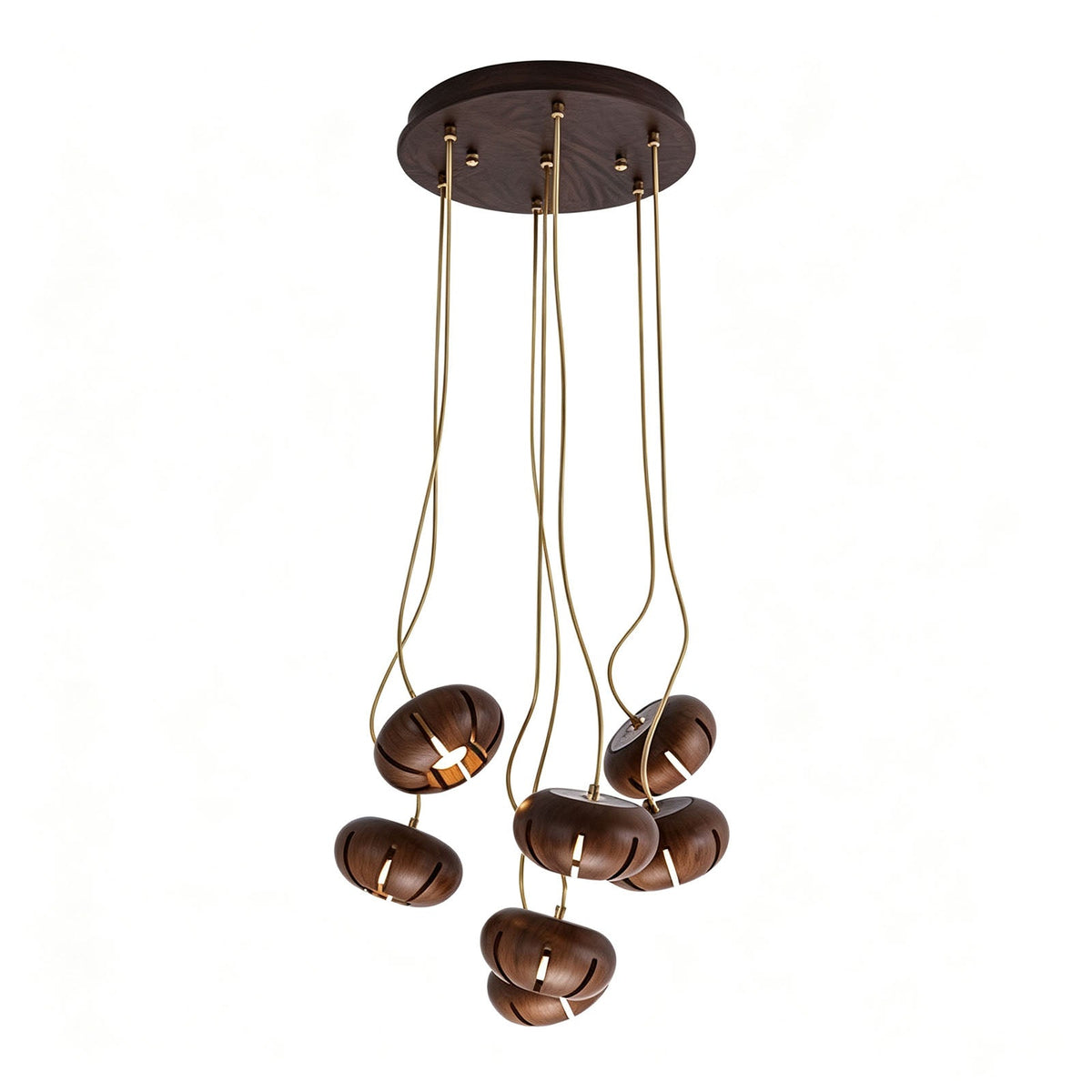 Natural Wood Multi-Pendant Ceiling Light with Cluster Sphere Design for Dining Room & Living Room | Thomler