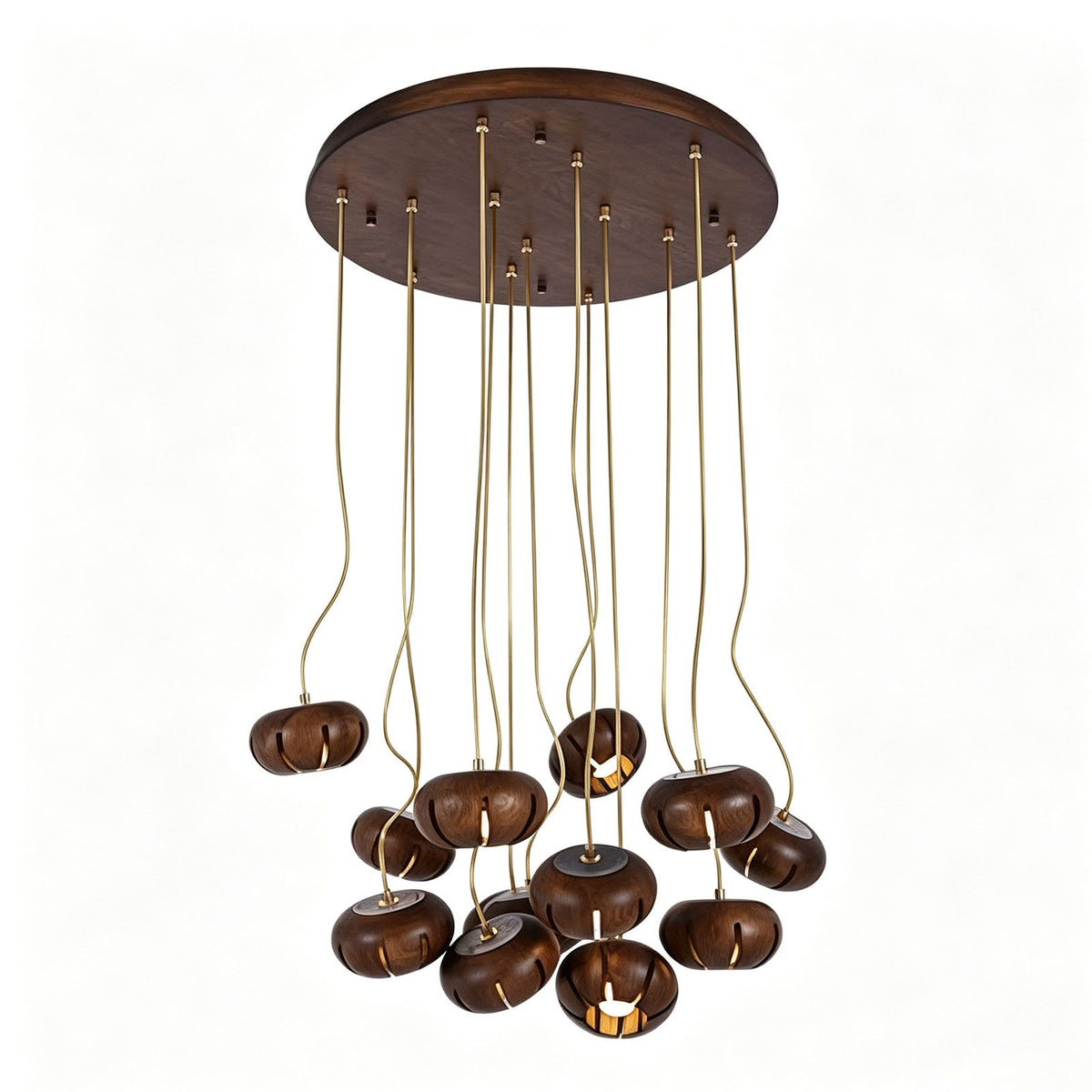 Natural Wood Multi-Pendant Ceiling Light with Cluster Sphere Design for Dining Room & Living Room | Thomler