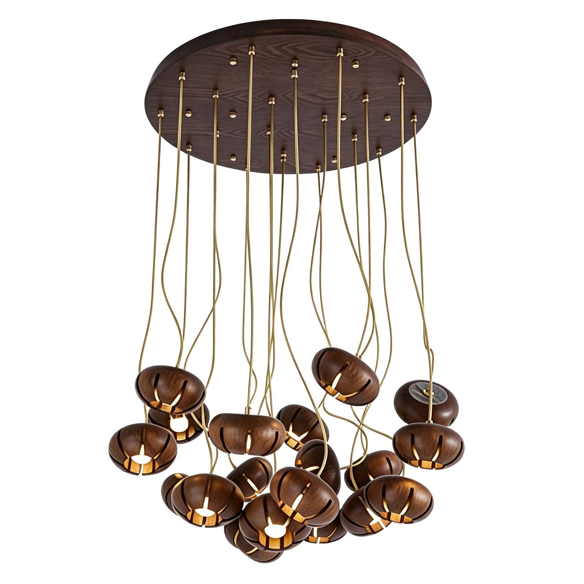 Natural Wood Multi-Pendant Ceiling Light with Cluster Sphere Design for Dining Room & Living Room | Thomler