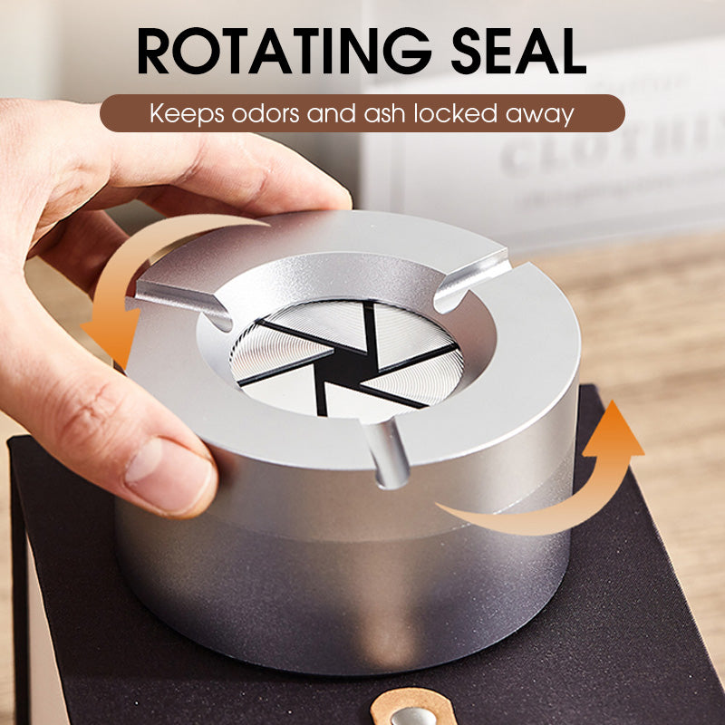 Stainless Steel Twist-Lock Ashtray for Car and Home | Odor-Sealing 360° Rotation Design Smokeless Holder | Thomler