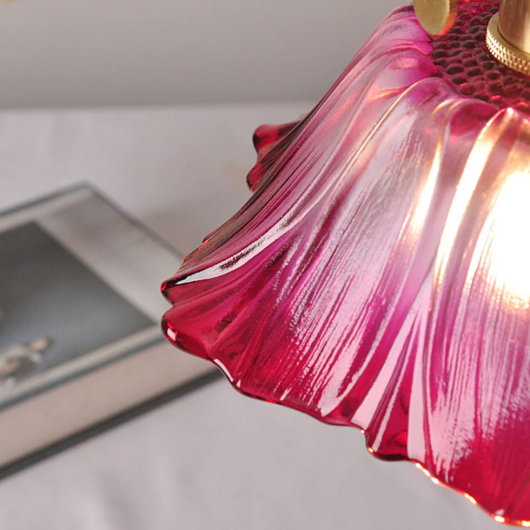 Pendant Light Ribbed Glass 28.0 cm Deep Red Dining Room Kitchen Island Hanging Ceiling Lamp Vintage E27 Adjustable Cord | Thomler